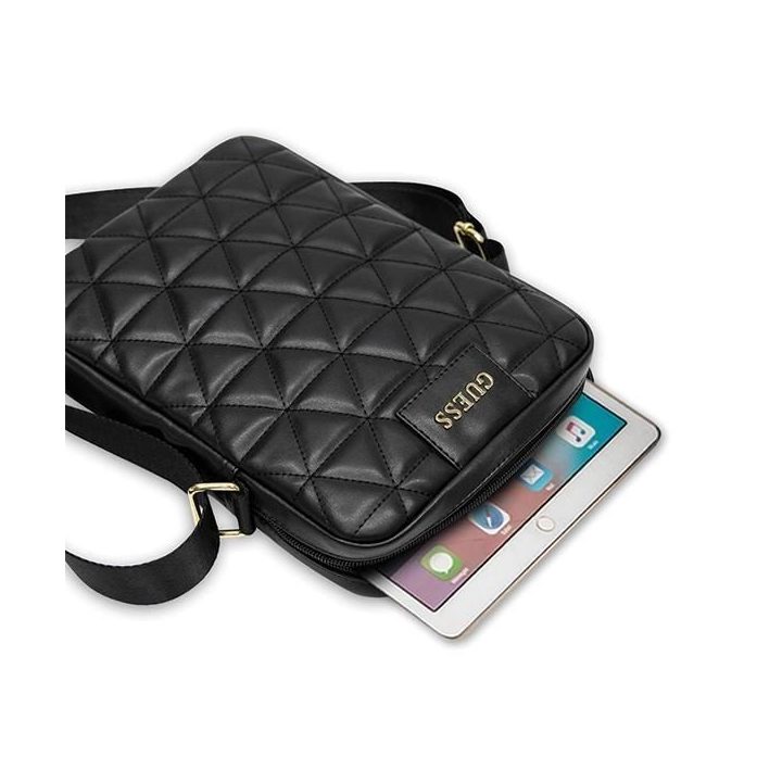 Guess Torba GUTB10QLBK 10 juodos/juodos spalvos dygsniuotas krepšys planšetėms