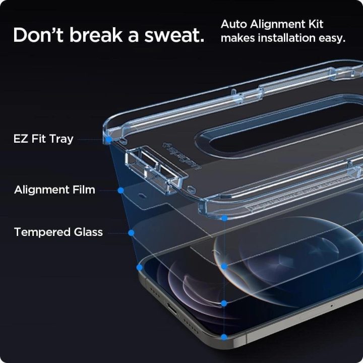 Apsauginis stiklas Spigen GLAS.TR EZ FIT 2 PAKETAI IPHONE 12/12 PRO