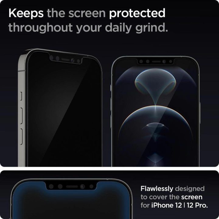 Apsauginis stiklas Spigen GLAS.TR EZ FIT 2 PAKETAI IPHONE 12/12 PRO