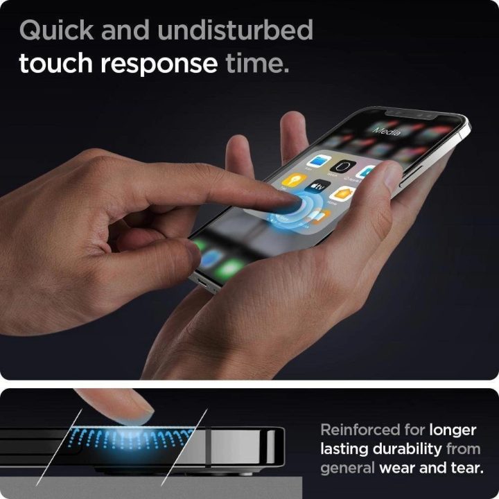 Apsauginis stiklas Spigen GLAS.TR EZ FIT 2 PAKETAI IPHONE 12/12 PRO
