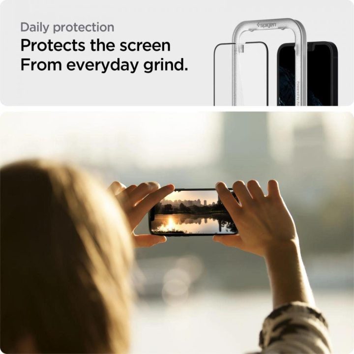 Apsauginis stiklas Spigen ALM GLASS FC 2 PAKETAI IPHONE 13/13 PRO / 14 BLACK