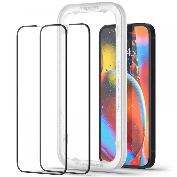 Apsauginis stiklas Spigen ALM GLASS FC 2 PAKETAI IPHONE 13/13 PRO / 14 BLACK