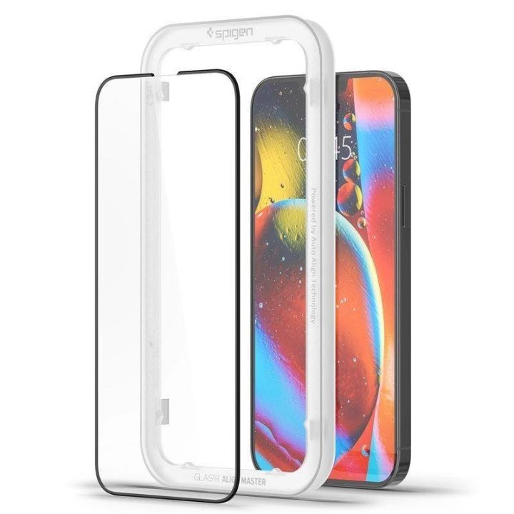 Apsauginis stiklas Spigen ALM GLASS FC 2 PAKETAI IPHONE 13/13 PRO / 14 BLACK