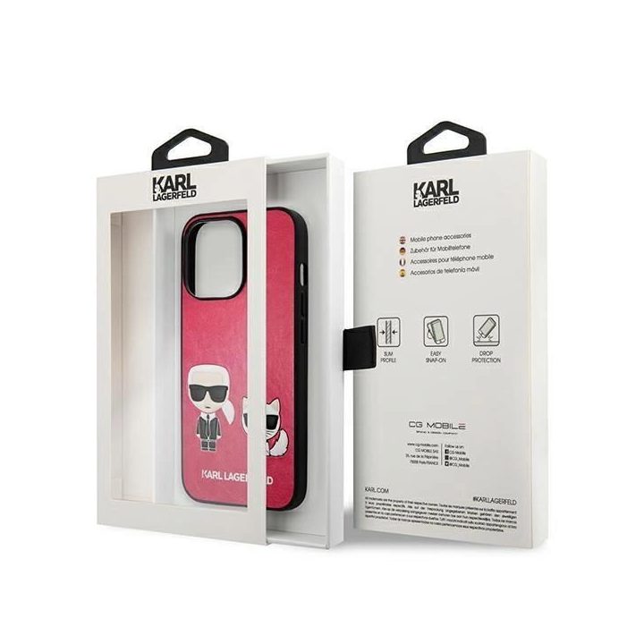 Karl Lagerfeld KLHCP13LPCUSKCP iPhone 13 Pro / 13 6,1 fuksija/juostelė deklas Ikonik Karl & Choupette