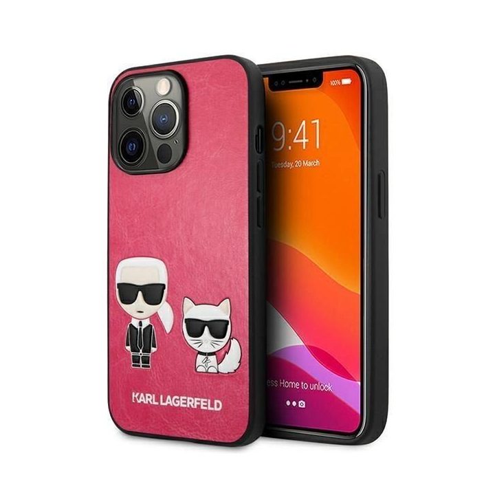 Karl Lagerfeld KLHCP13LPCUSKCP iPhone 13 Pro / 13 6,1 fuksija/juostelė deklas Ikonik Karl & Choupette