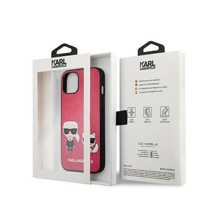 Karl Lagerfeld KLHCP13SPCUSKCP iPhone 13 mini 5.4 fuksija/juostelė deklas Ikonik Karl & Choupette