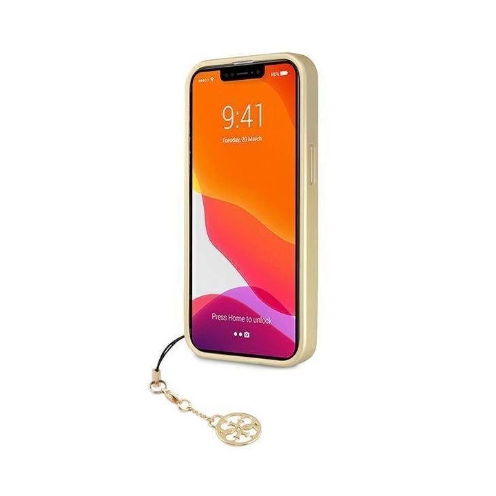 Guess GUHCP13XGF4GGR iPhone 13 Pro Max 6.7 pilkos/pilkos spalvos deklas 4G Charms Collection