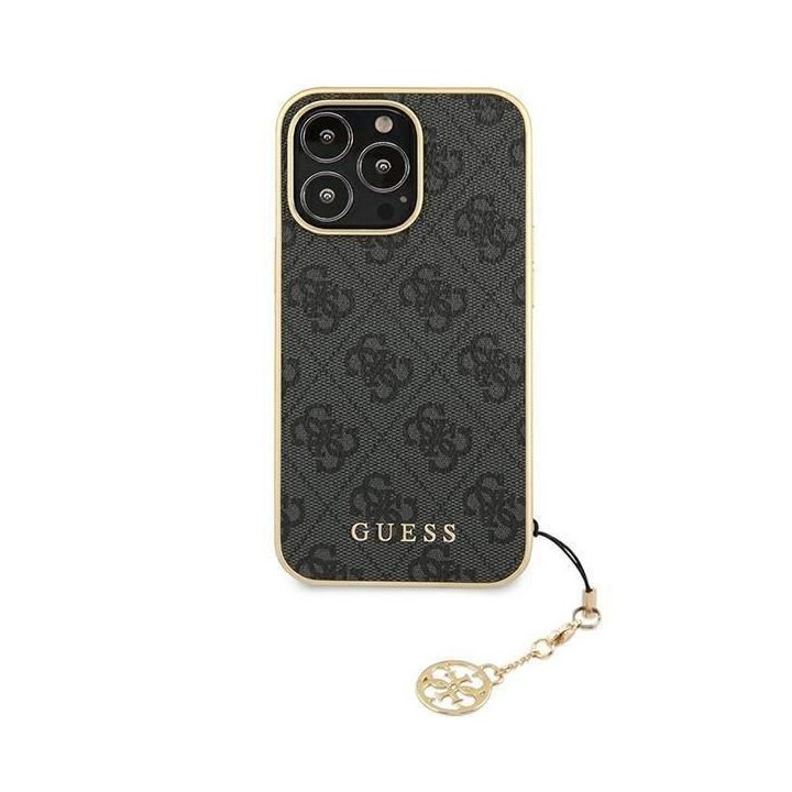 Guess GUHCP13XGF4GGR iPhone 13 Pro Max 6.7 pilkos/pilkos spalvos deklas 4G Charms Collection