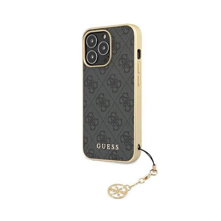 Guess GUHCP13XGF4GGR iPhone 13 Pro Max 6.7 pilkos/pilkos spalvos deklas 4G Charms Collection