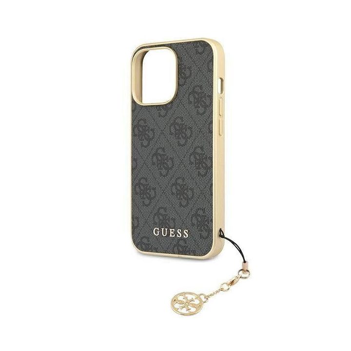 Guess GUHCP13XGF4GGR iPhone 13 Pro Max 6.7 pilkos/pilkos spalvos deklas 4G Charms Collection