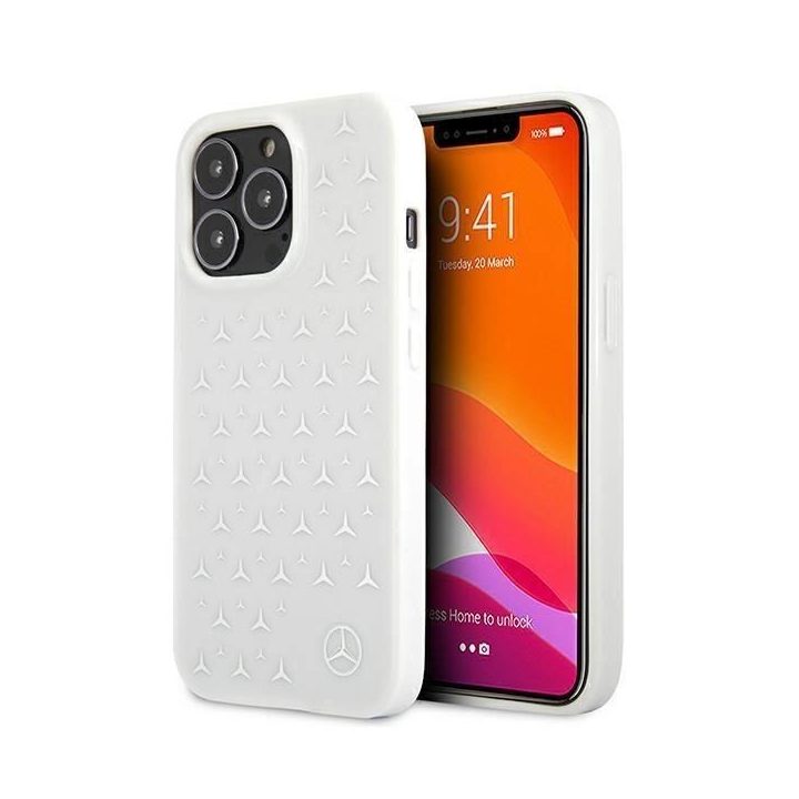 Mercedes MEHCP13XESPWH iPhone 13 Pro Max 6,7 baltos/baltos spalvos deklas Silver Stars Pattern