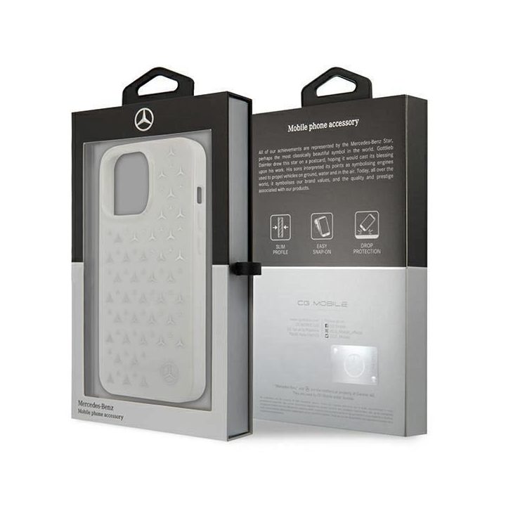 Mercedes MEHCP13XESPWH iPhone 13 Pro Max 6,7 baltos/baltos spalvos deklas Silver Stars Pattern