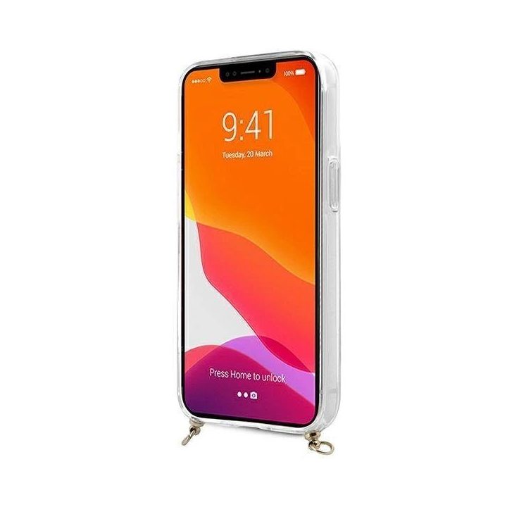 Guess GUHCP13SKC4GBGO iPhone 13 mini 5,4 permatomas deklas 4G Rudas dirželis Auksinė grandinėlė