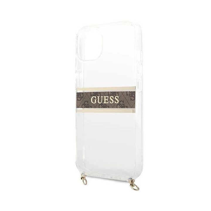 Guess GUHCP13SKC4GBGO iPhone 13 mini 5,4 permatomas deklas 4G Rudas dirželis Auksinė grandinėlė