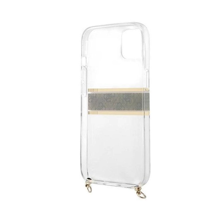 Guess GUHCP13SKC4GBGO iPhone 13 mini 5,4 permatomas deklas 4G Rudas dirželis Auksinė grandinėlė