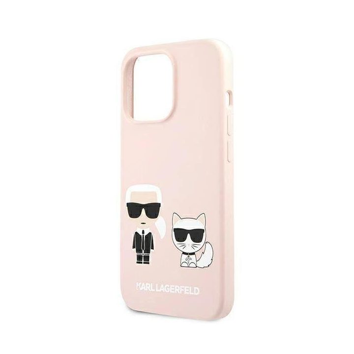 Karl Lagerfeld KLHMP13XSSKCI iPhone 13 Pro Max 6,7 deklas šviesiai rožinis silikoninis Ikonik Karl & Choupette Magsafe