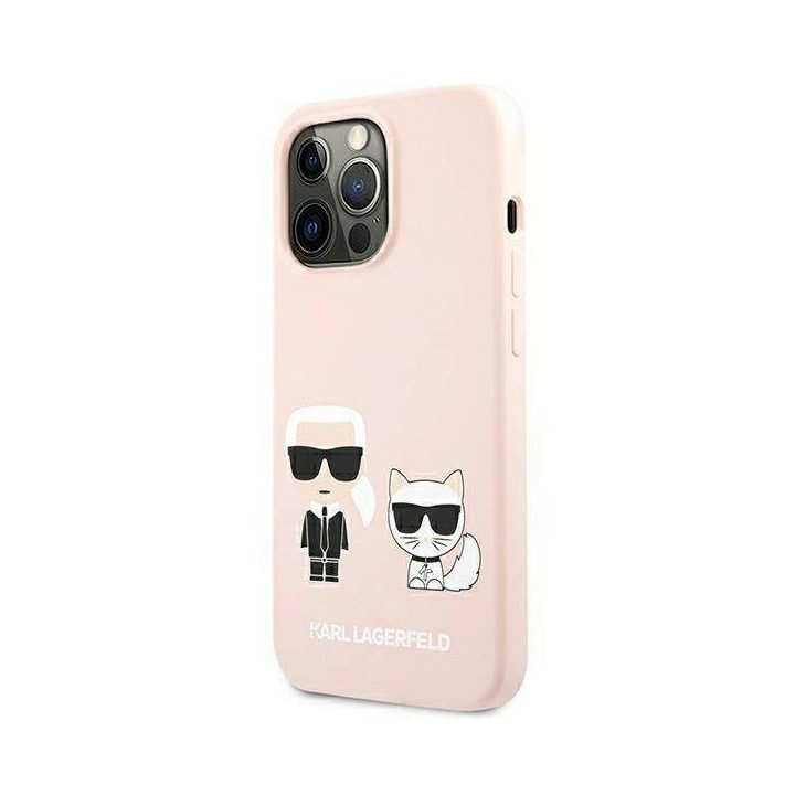 Karl Lagerfeld KLHMP13XSSKCI iPhone 13 Pro Max 6,7 deklas šviesiai rožinis silikoninis Ikonik Karl & Choupette Magsafe