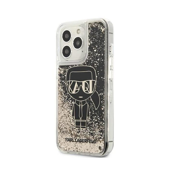 Karl Lagerfeld KLHCP13XLGGGKBK iPhone 13 Pro Max 6,7 juodos/juodos spalvos deklas Liquid Glitter Gatsby