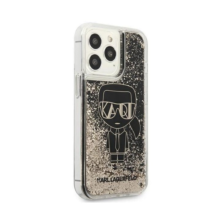 Karl Lagerfeld KLHCP13XLGGGKBK iPhone 13 Pro Max 6,7 juodos/juodos spalvos deklas Liquid Glitter Gatsby