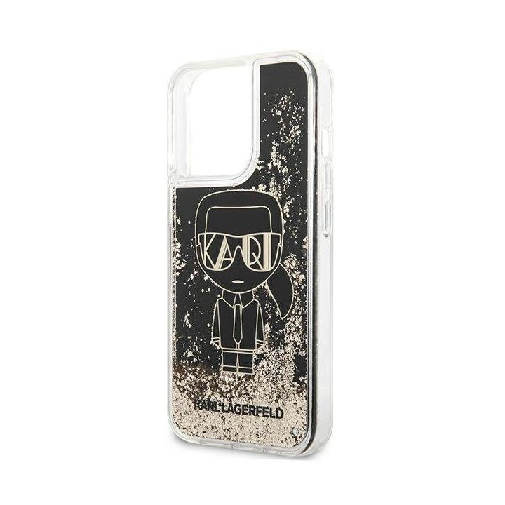 Karl Lagerfeld KLHCP13XLGGGKBK iPhone 13 Pro Max 6,7 juodos/juodos spalvos deklas Liquid Glitter Gatsby