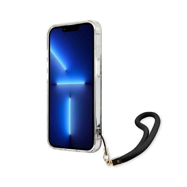 Guess GUHCP13SHFLSB iPhone 13 mini 5,4 mėlynos/mėlynos spalvos deklas su gėlių dirželiu