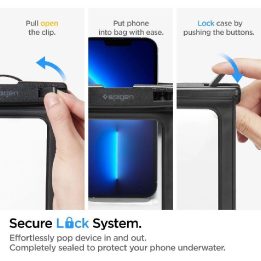 Spigen A601 UNIVERSALUS VANDENSUI NEPRALIEKAMAS DĖŽUTĖLIS 2 PAKETAI BLACK