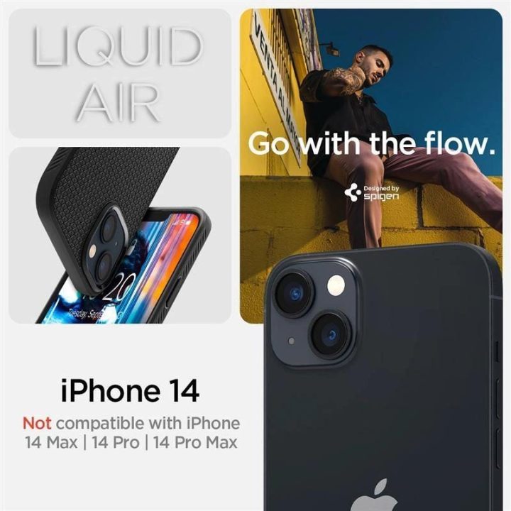 Spigen LIQUID AIR IPHONE 14 matinės juodos spalvos