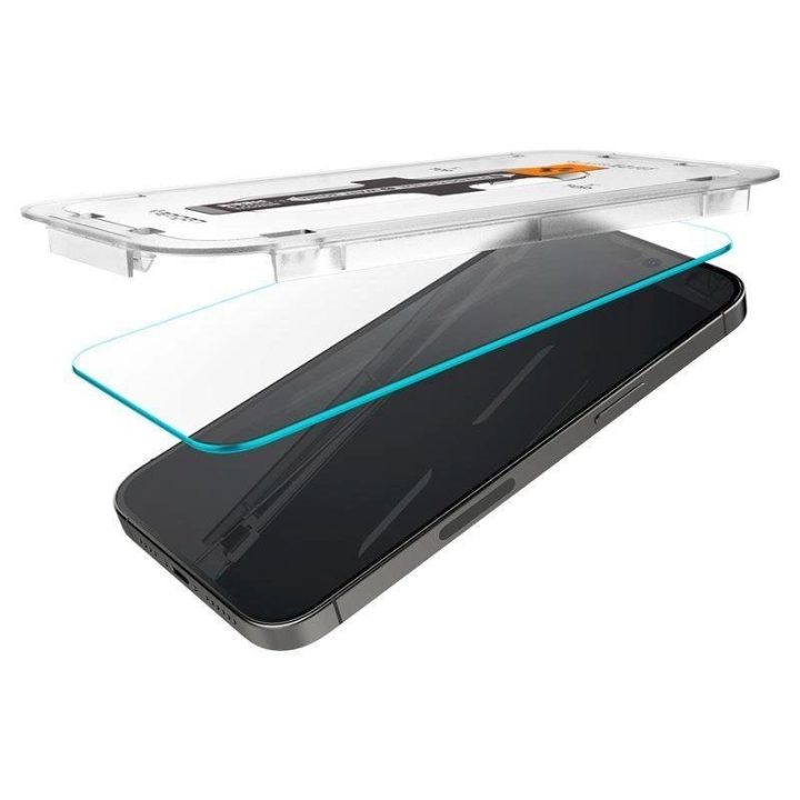 Grūdintas stiklas iPhone 14 Pro Max su Spigen Glas.tR EZ FIT aplikatoriumi (2 vnt.)