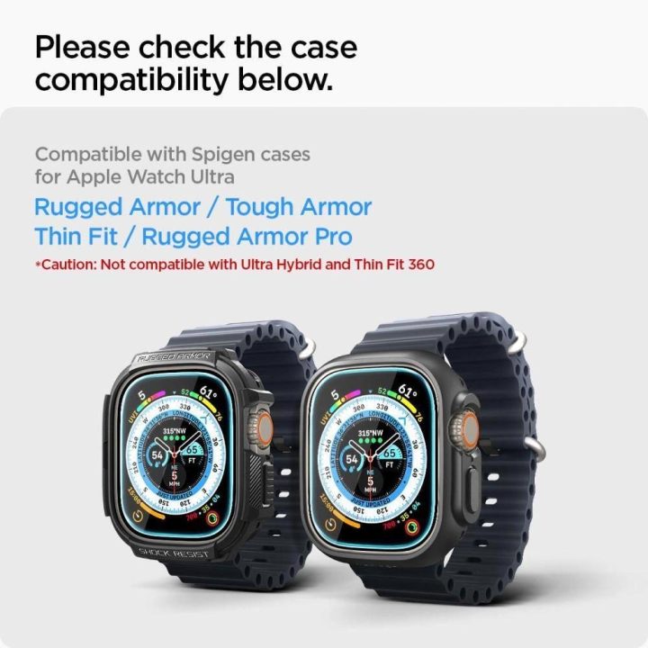 Apsauginis stiklas Spigen GLAS.TR EZ FIT 2 PAKUOTĖS Apple Watch ULTRA (49 MM) ŠVIESUS