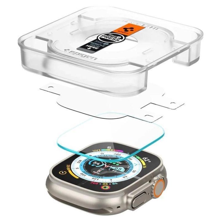 Apsauginis stiklas Spigen GLAS.TR EZ FIT 2 PAKUOTĖS Apple Watch ULTRA (49 MM) ŠVIESUS