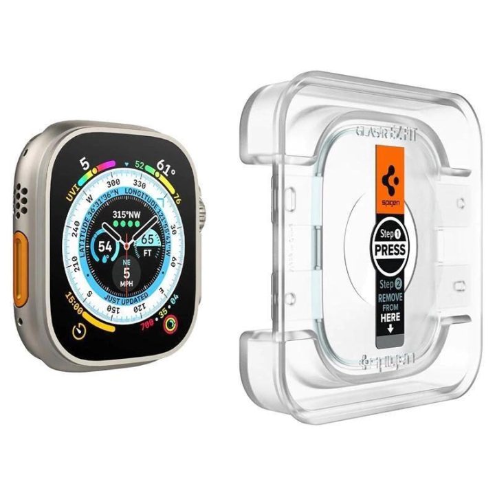 Apsauginis stiklas Spigen GLAS.TR EZ FIT 2 PAKUOTĖS Apple Watch ULTRA (49 MM) ŠVIESUS