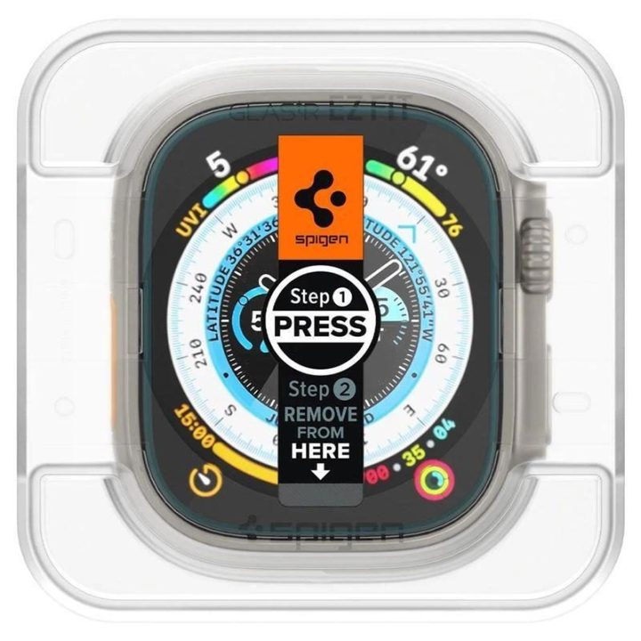 Apsauginis stiklas Spigen GLAS.TR EZ FIT 2 PAKUOTĖS Apple Watch ULTRA (49 MM) ŠVIESUS