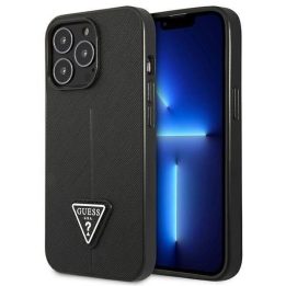 Guess GUHCP14LPSATLK iPhone 14 Pro 6,1 juodas/juodas deklas SaffianoTriangle Logo