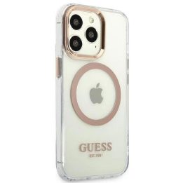 Guess GUHMP13XHTRMD iPhone 13 Pro Max 6,7 aukso / aukso spalvos deklas Metalinis kontūras Magsafe