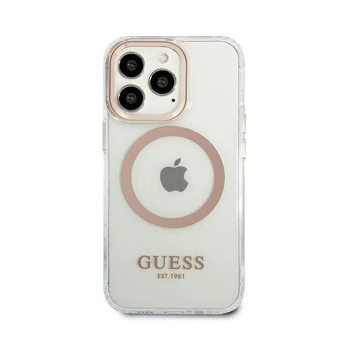Guess GUHMP13XHTRMD iPhone 13 Pro Max 6,7 aukso / aukso spalvos deklas Metalinis kontūras Magsafe