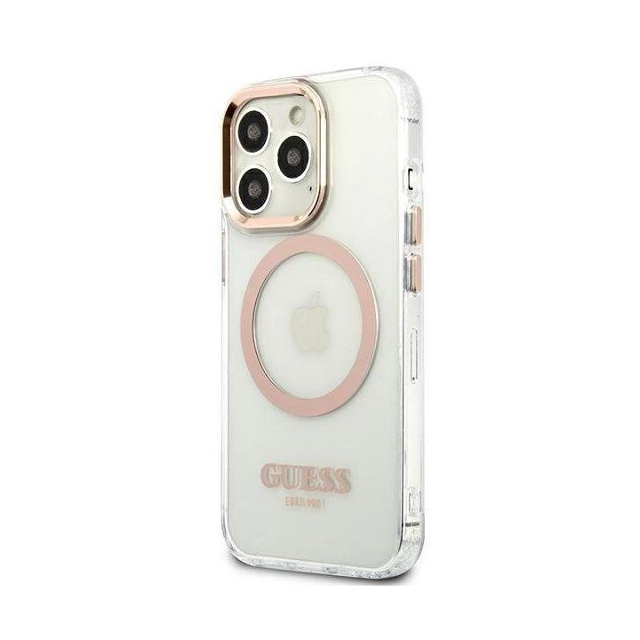 Guess GUHMP13XHTRMD iPhone 13 Pro Max 6,7 aukso / aukso spalvos deklas Metalinis kontūras Magsafe