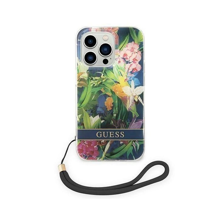 Guess GUOHCP14XHFLSB iPhone 14 Pro Max 6,7 mėlynas / mėlynas deklas Gėlių dirželis
