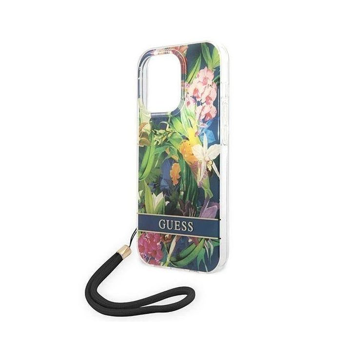 Guess GUOHCP14XHFLSB iPhone 14 Pro Max 6,7 mėlynas / mėlynas deklas Gėlių dirželis