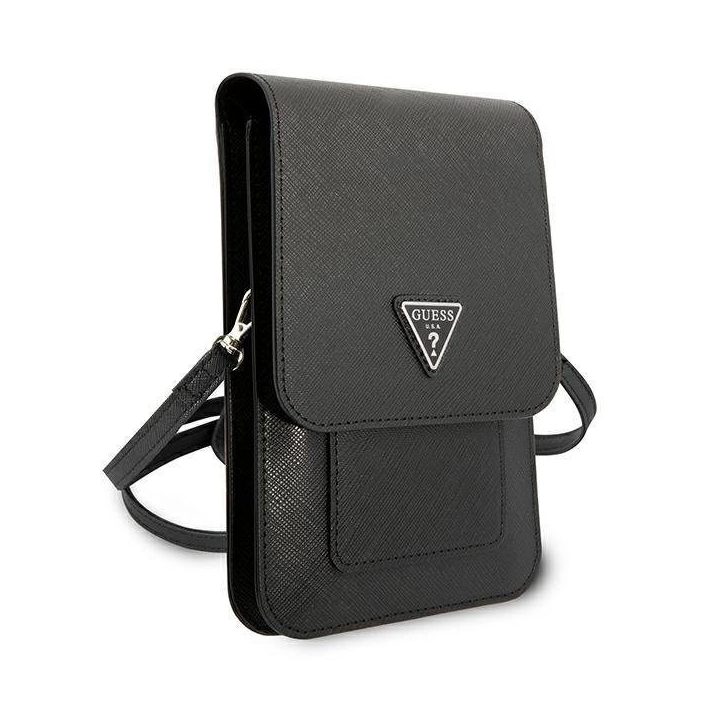 Guess rankinė GUWBSATMBK juoda / juoda Saffiano trikampis