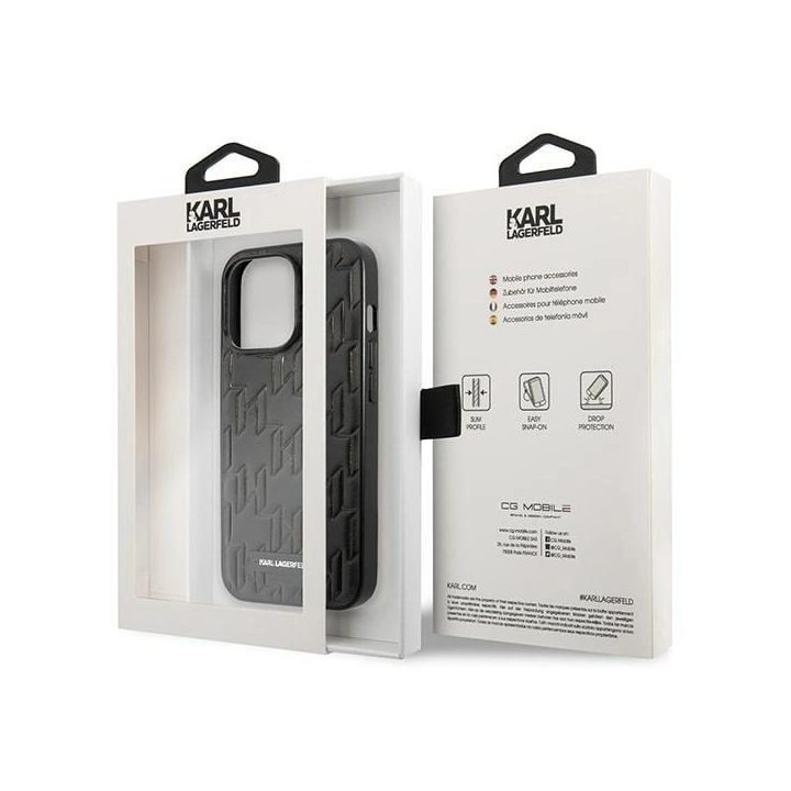 Karl Lagerfeld KLHCP13LMNMP1K iPhone 13 Pro / 13 6,1 deklas juodas / juodas Monogramos plokštelė