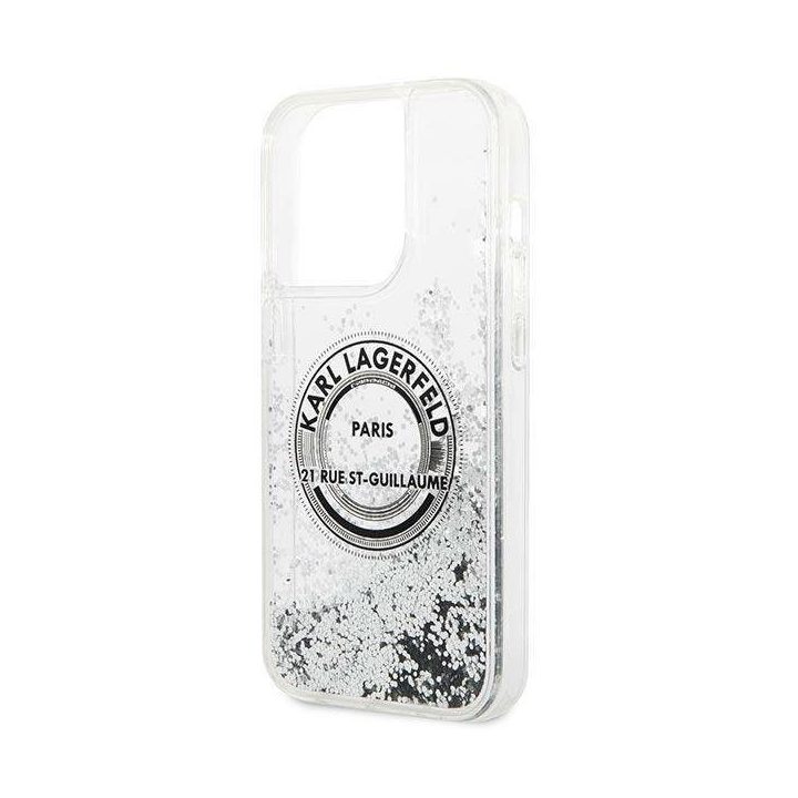 Karl Lagerfeld KLHCP14XLCRSGRS iPhone 14 Pro Max 6,7 sidabro / sidabro spalvos deklas Liquid Glitter RSG