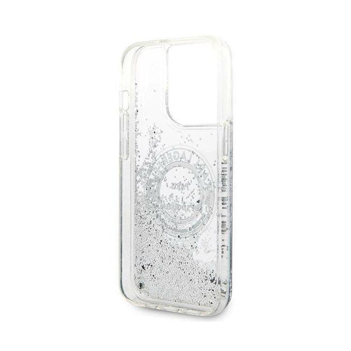 Karl Lagerfeld KLHCP14XLCRSGRS iPhone 14 Pro Max 6,7 sidabro / sidabro spalvos deklas Liquid Glitter RSG