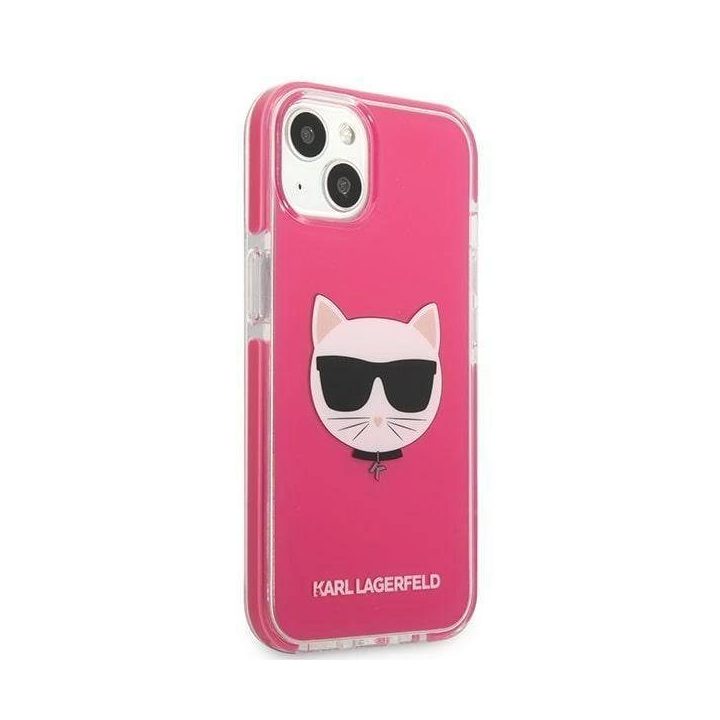 Dėklas Karl Lagerfeld Choupette Head na iPhone 13 mini - fuksjowy