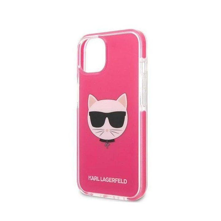 Dėklas Karl Lagerfeld Choupette Head na iPhone 13 mini - fuksjowy