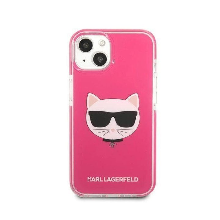 Dėklas Karl Lagerfeld Choupette Head na iPhone 13 mini - fuksjowy