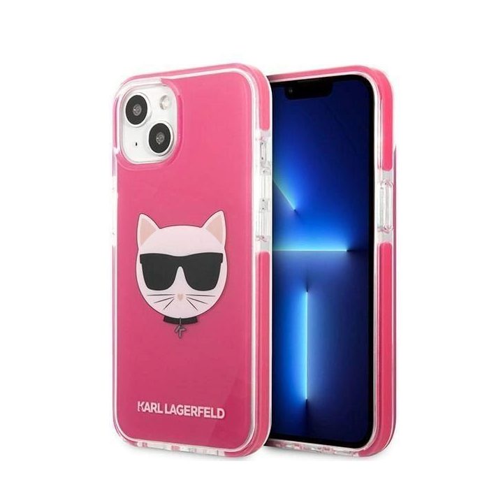Dėklas Karl Lagerfeld Choupette Head na iPhone 13 mini - fuksjowy