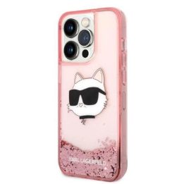 Karl Lagerfeld KLHCP14LLNCHCP iPhone 14 Pro 6,1 rožinės/rožinės spalvos deklas Glitter Choupette Head