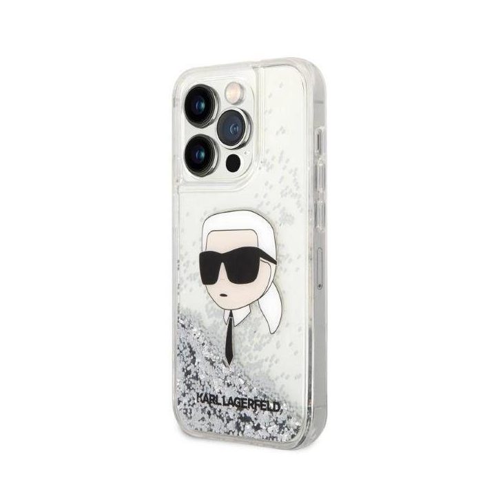 Karl Lagerfeld KLHCP14LLNKHCH iPhone 14 Pro 6,1 sidabrinis/sidabrinis deklas Glitter Karl Head