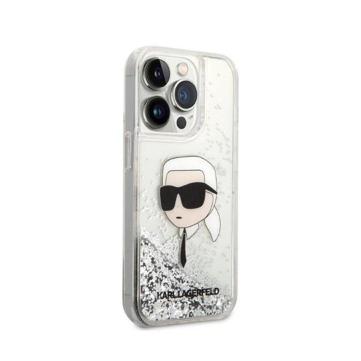 Karl Lagerfeld KLHCP14LLNKHCH iPhone 14 Pro 6,1 sidabrinis/sidabrinis deklas Glitter Karl Head