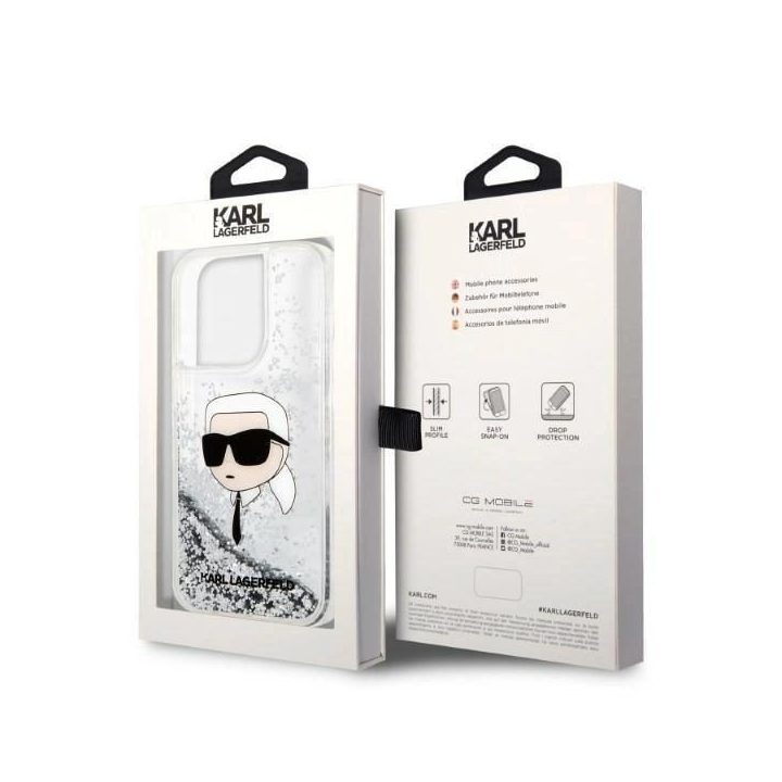 Karl Lagerfeld KLHCP14LLNKHCH iPhone 14 Pro 6,1 sidabrinis/sidabrinis deklas Glitter Karl Head